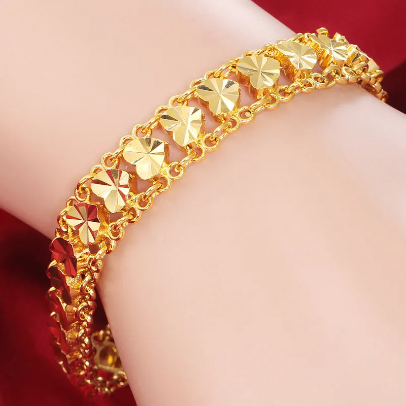 Bracelet en or 24 carats véritable pour femme