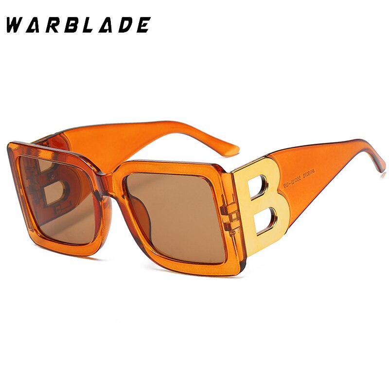 WarBLade-Lunettes de soleil rectangulaires rétro pour hommes et femmes, lunettes de soleil carrées, la lettre B, la mode, la tendance de luxe, 2022