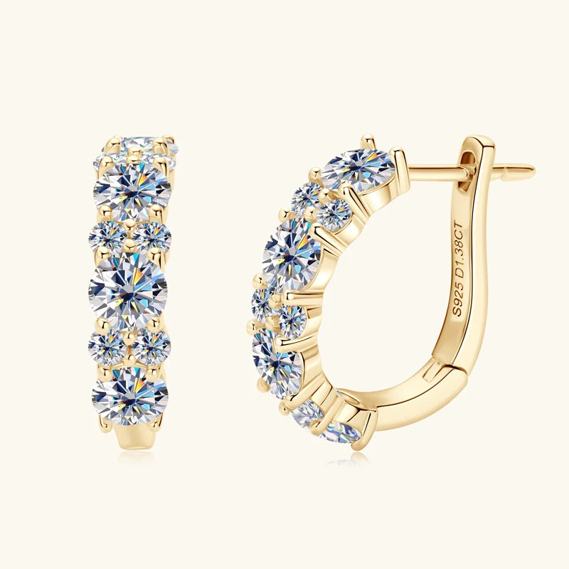 Boucles d'oreilles créoles en forme de U certifiées RAPRGOLD GRA pour femmes