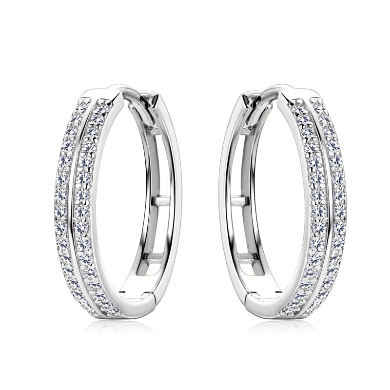 Boucles d'oreilles créoles RAPRGOLD GRA certifiées en moissanite pour femmes en argent sterling