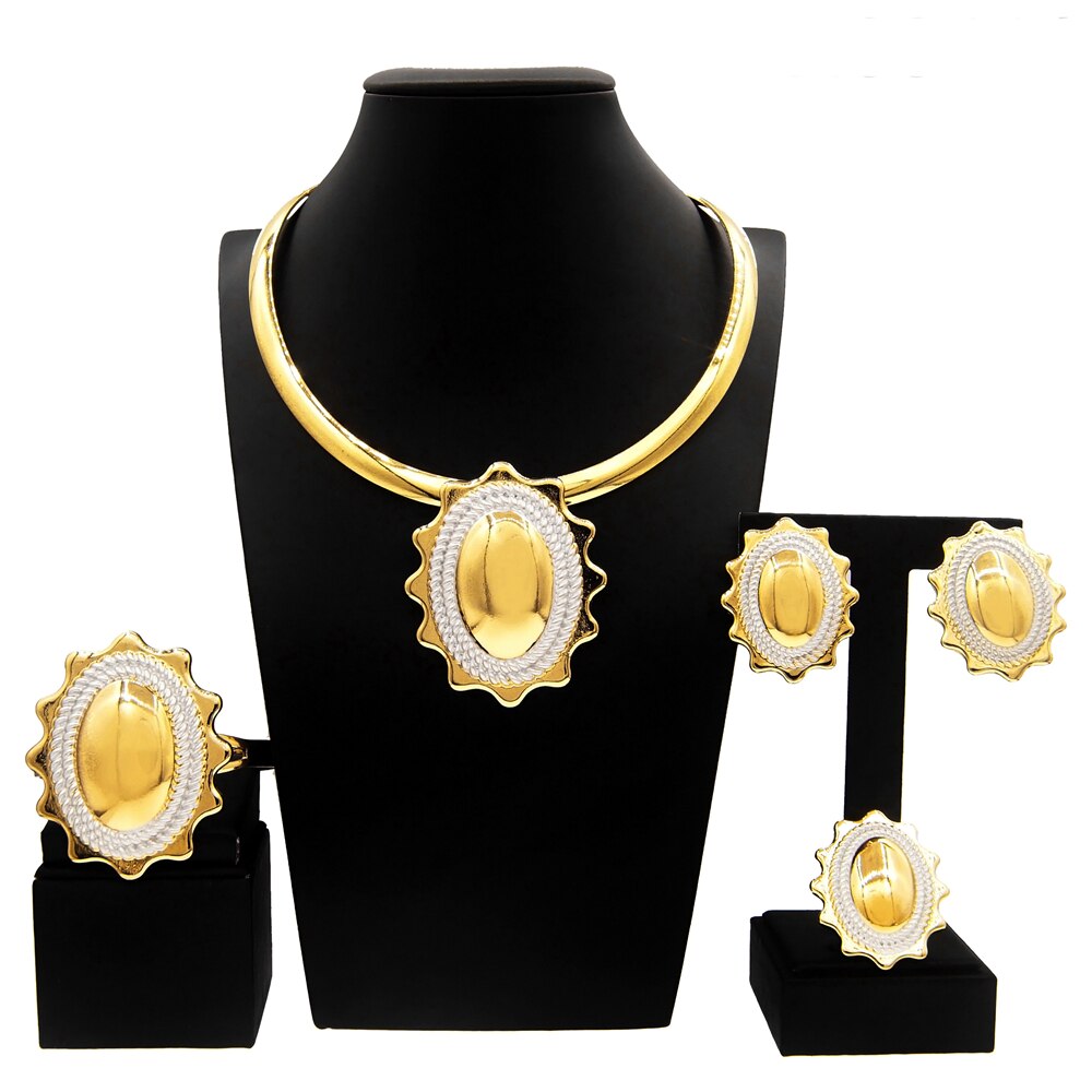 Collier plaqué or Dubai pour femme, ensemble de bijoux, pendentif simple
