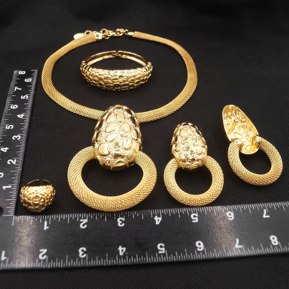 Collier plaqué or Dubai pour femme, ensemble de bijoux, pendentif simple