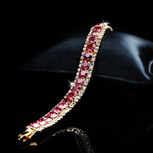 DIWENFU-Bracelets émeraude en or 18 carats pour femme, véritable argent regardé 925, topaze rouge, pierre précieuse, bijoux pour fille