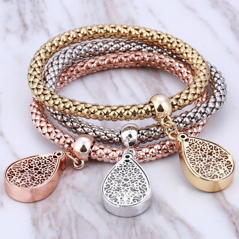 ZOSHI-Bracelets à breloques coeur d'amour en cristal pour femme, plaqué or, théâtre l, bracelets pendentif éléphant, ensemble de bijoux de fête, ensemble de 3 pièces