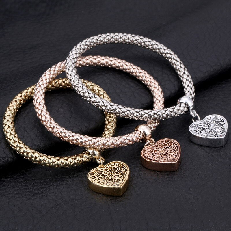 ZOSHI-Bracelets à breloques coeur d'amour en cristal pour femme, plaqué or, théâtre l, bracelets pendentif éléphant, ensemble de bijoux de fête, ensemble de 3 pièces
