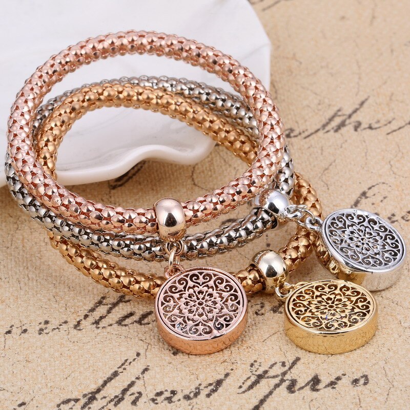 ZOSHI-Bracelets à breloques coeur d'amour en cristal pour femme, plaqué or, théâtre l, bracelets pendentif éléphant, ensemble de bijoux de fête, ensemble de 3 pièces