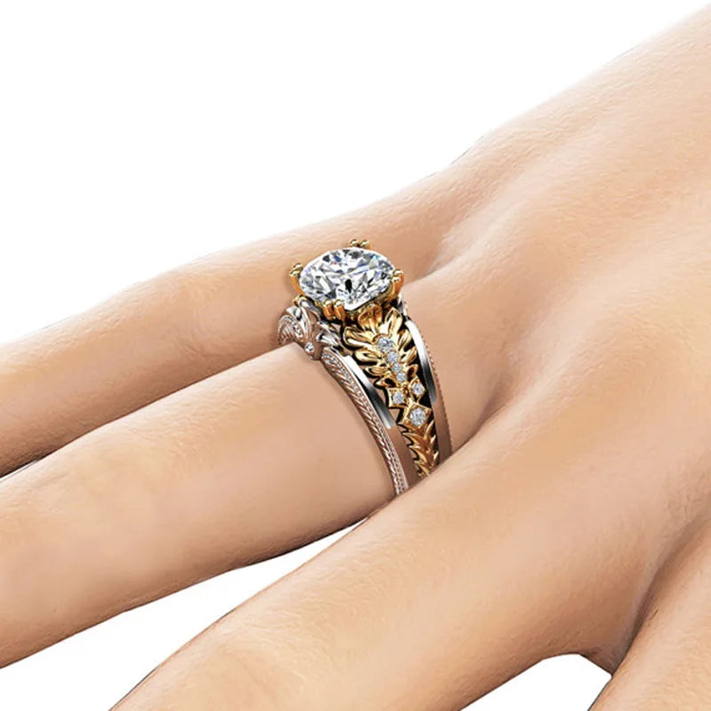 Bague de mariage en diamant Vintage pour femmes, bague en or blanc 18 carats, pierres précieuses, topaze pure