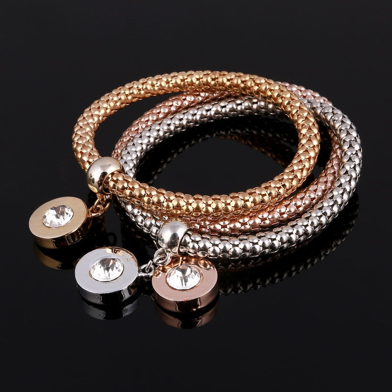 ZOSHI-Bracelets à breloques coeur d'amour en cristal pour femme, plaqué or, théâtre l, bracelets pendentif éléphant, ensemble de bijoux de fête, ensemble de 3 pièces