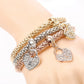 ZOSHI-Bracelets à breloques coeur d'amour en cristal pour femme, plaqué or, théâtre l, bracelets pendentif éléphant, ensemble de bijoux de fête, ensemble de 3 pièces
