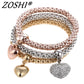ZOSHI-Bracelets à breloques coeur d'amour en cristal pour femme, plaqué or, théâtre l, bracelets pendentif éléphant, ensemble de bijoux de fête, ensemble de 3 pièces