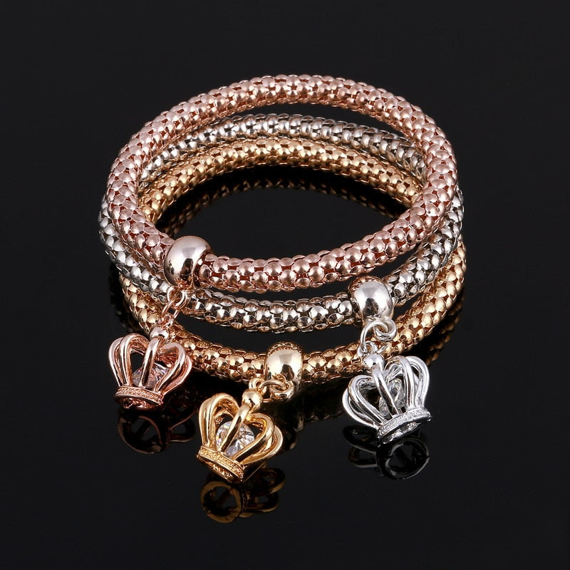 ZOSHI-Bracelets à breloques coeur d'amour en cristal pour femme, plaqué or, théâtre l, bracelets pendentif éléphant, ensemble de bijoux de fête, ensemble de 3 pièces