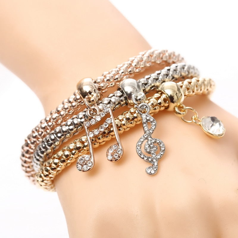 ZOSHI-Bracelets à breloques coeur d'amour en cristal pour femme, plaqué or, théâtre l, bracelets pendentif éléphant, ensemble de bijoux de fête, ensemble de 3 pièces