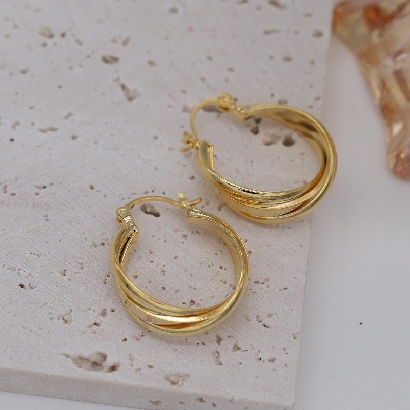 Boucles d'oreilles en or véritable plaqué or 14K, accessoires pour le travail quotidien des femmes