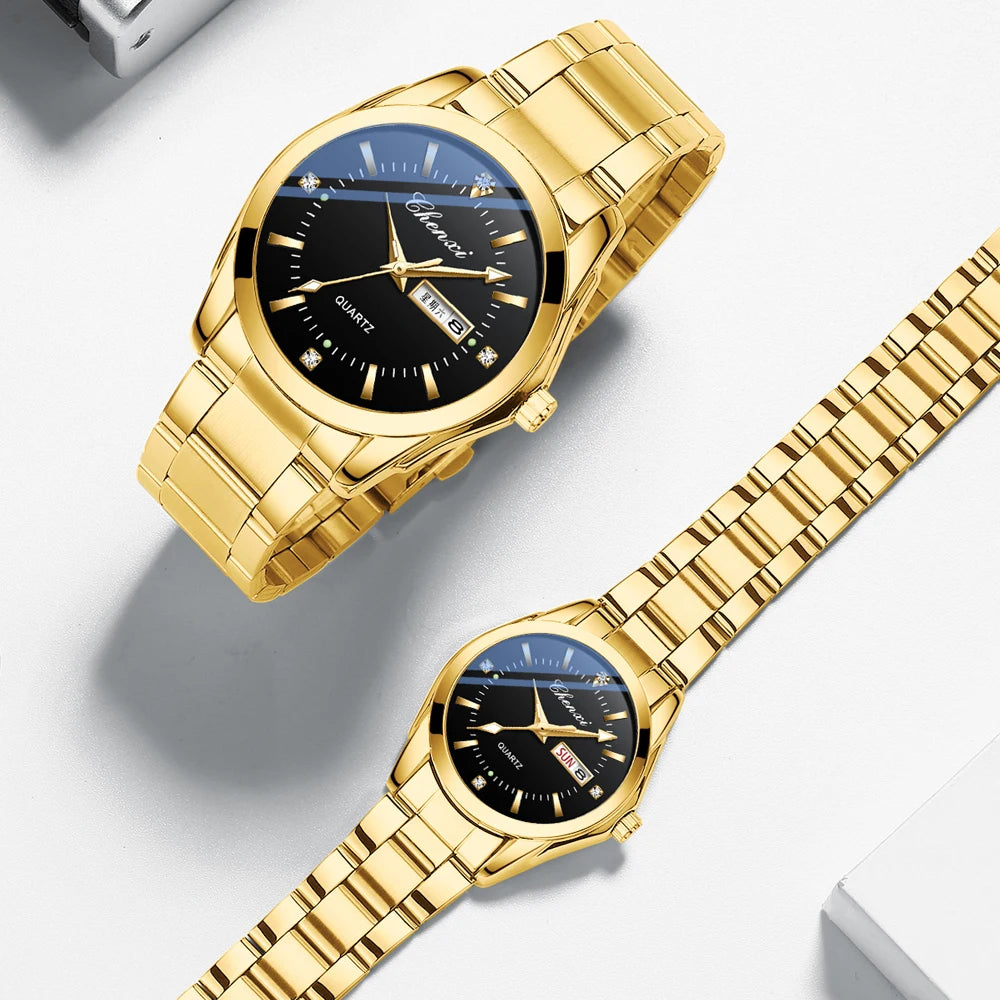 CHENXI -Montres à Quartz d'or pour hommes et femmes