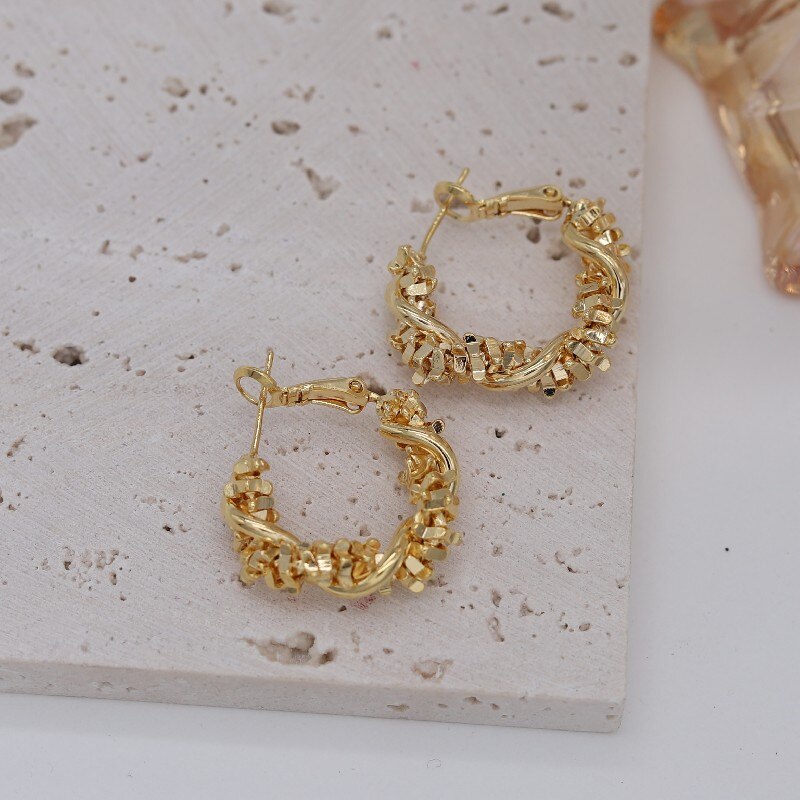 Boucles d'oreilles en or véritable plaqué or 14K, accessoires pour le travail quotidien des femmes