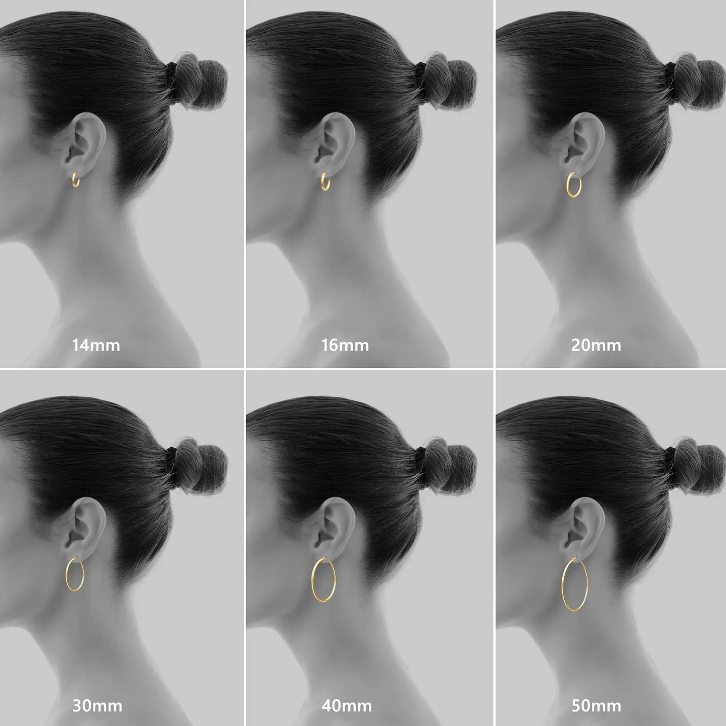 Vonmoos - Ensemble de boucles d'oreilles créole, plaqué or véritable 14k