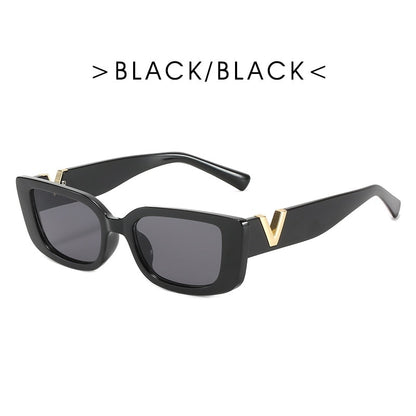Lunettes de soleil œil de chat pour femmes, verres solaires de luxe V, classiques rectangulaires, à la mode, pour la conduite, UV400