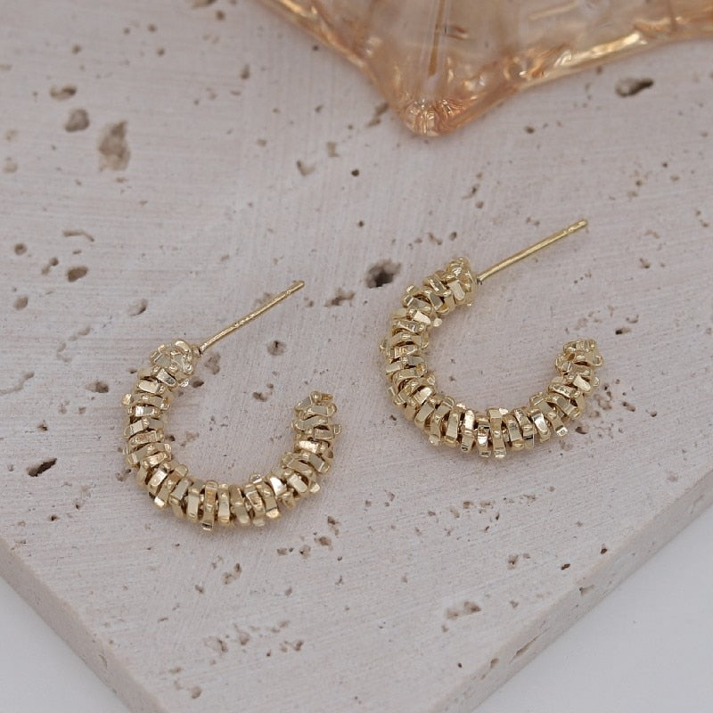 Boucles d'oreilles en or véritable plaqué or 14K, accessoires pour le travail quotidien des femmes