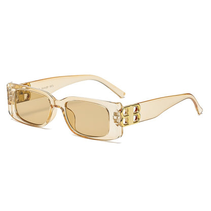 Lunettes de soleil rectangulaires vintage pour femmes, Steampunk B Letter, Designer, Lunettes de soleil pour dames, Noir, Violet, Design de marque, Lunettes rétro
