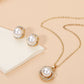 Ensemble de collier de perles plaqué or pour femme, goujon de boucle d'oreille, pendentif en pierre de cristal