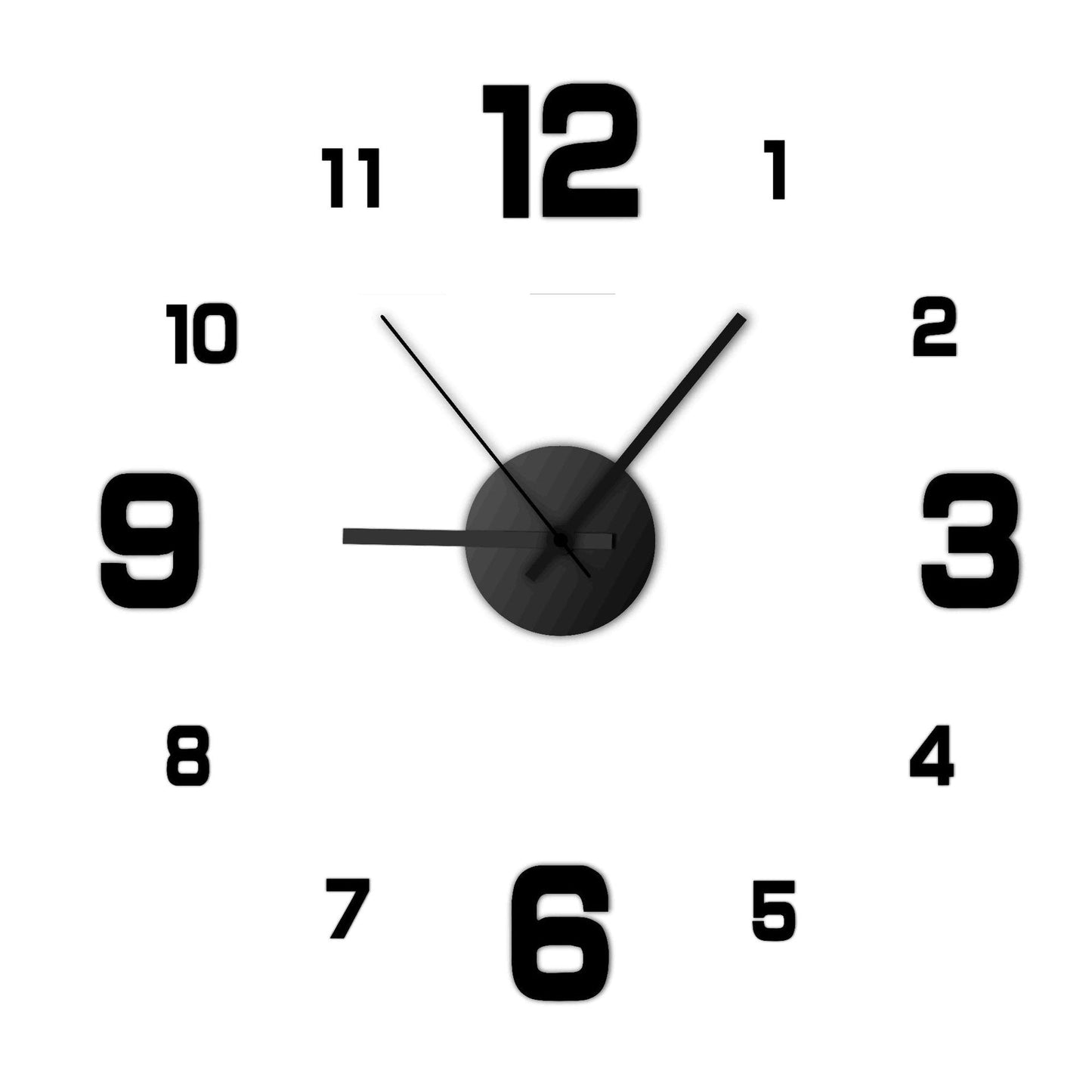 Horloge murale lumineuse 3D sans cadre, autocollants muraux, horloge silencieuse pour la maison, salon, bureau, décor de chambre à coucher