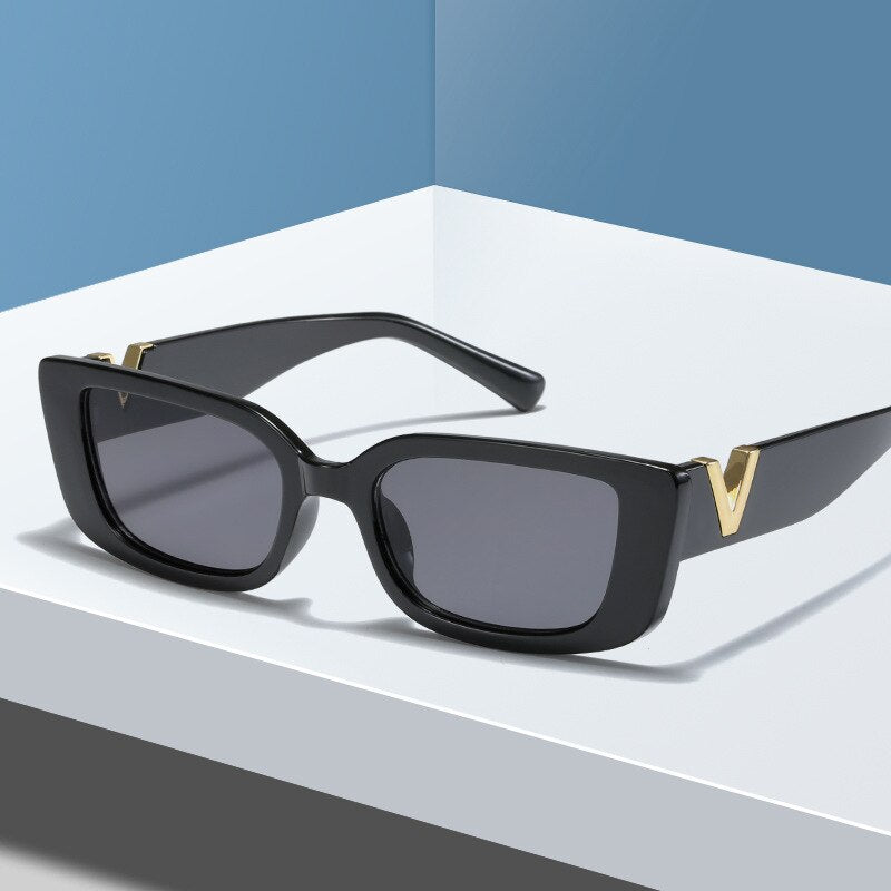 Lunettes de soleil œil de chat pour femmes, verres solaires de luxe V, classiques rectangulaires, à la mode, pour la conduite, UV400