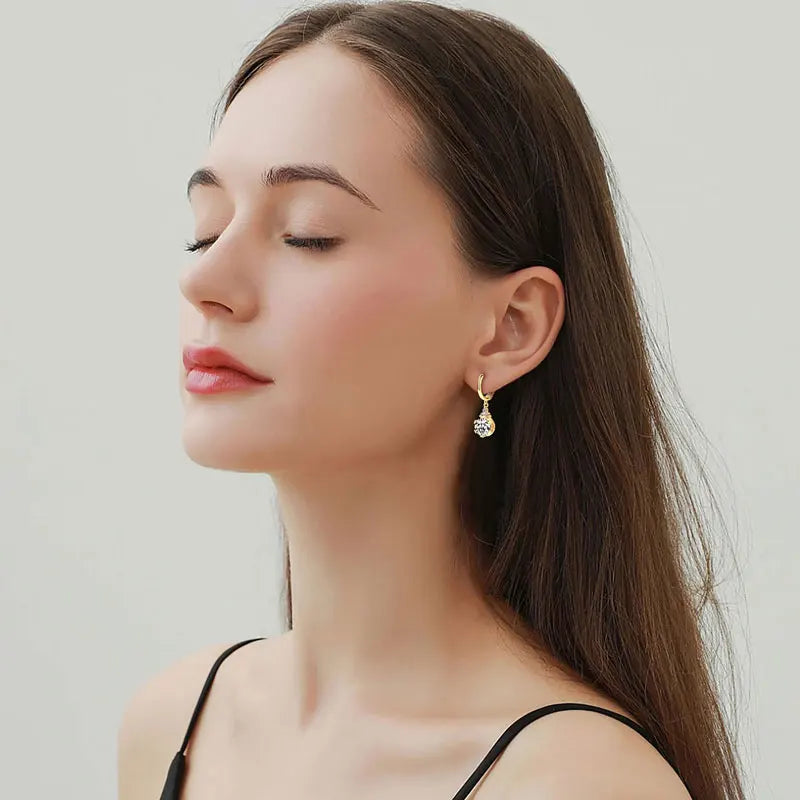 Boucles d'oreilles créoles en moissanite scintillantes RAPRGOLD pour femme