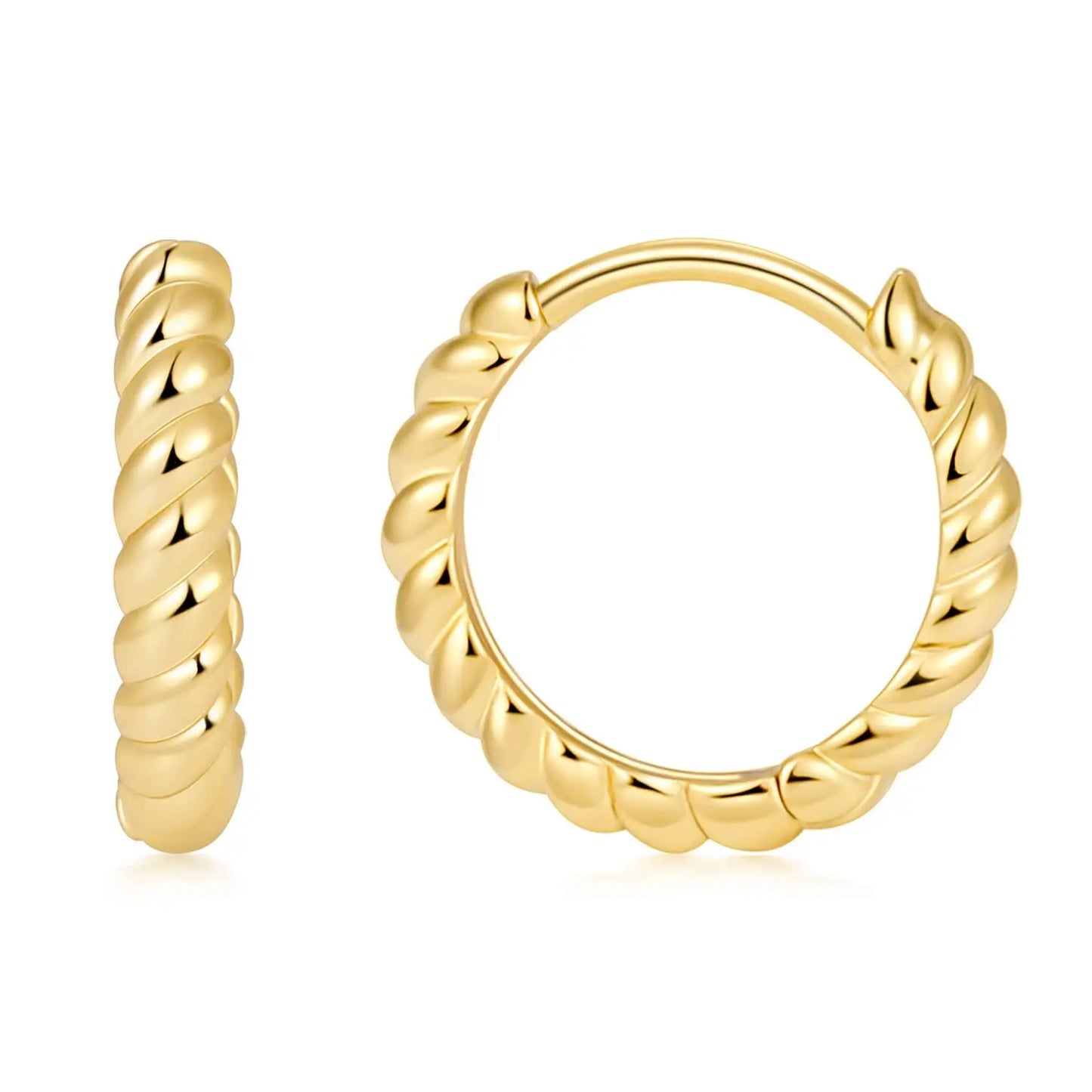 Vonmoos - Boucles d'oreilles twist, plaqué or véritable 14K