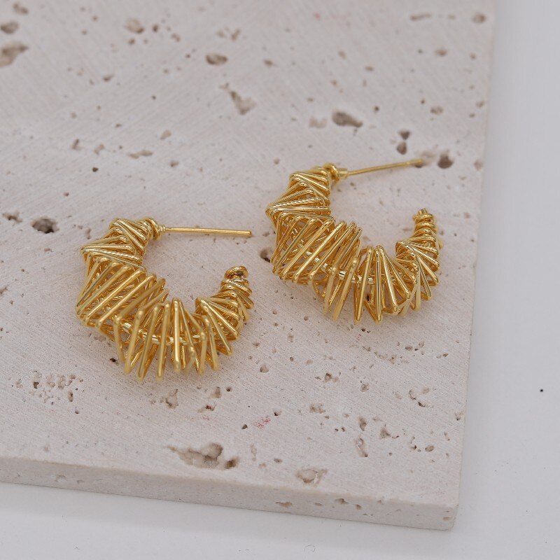Boucles d'oreilles en or véritable plaqué or 14K, accessoires pour le travail quotidien des femmes