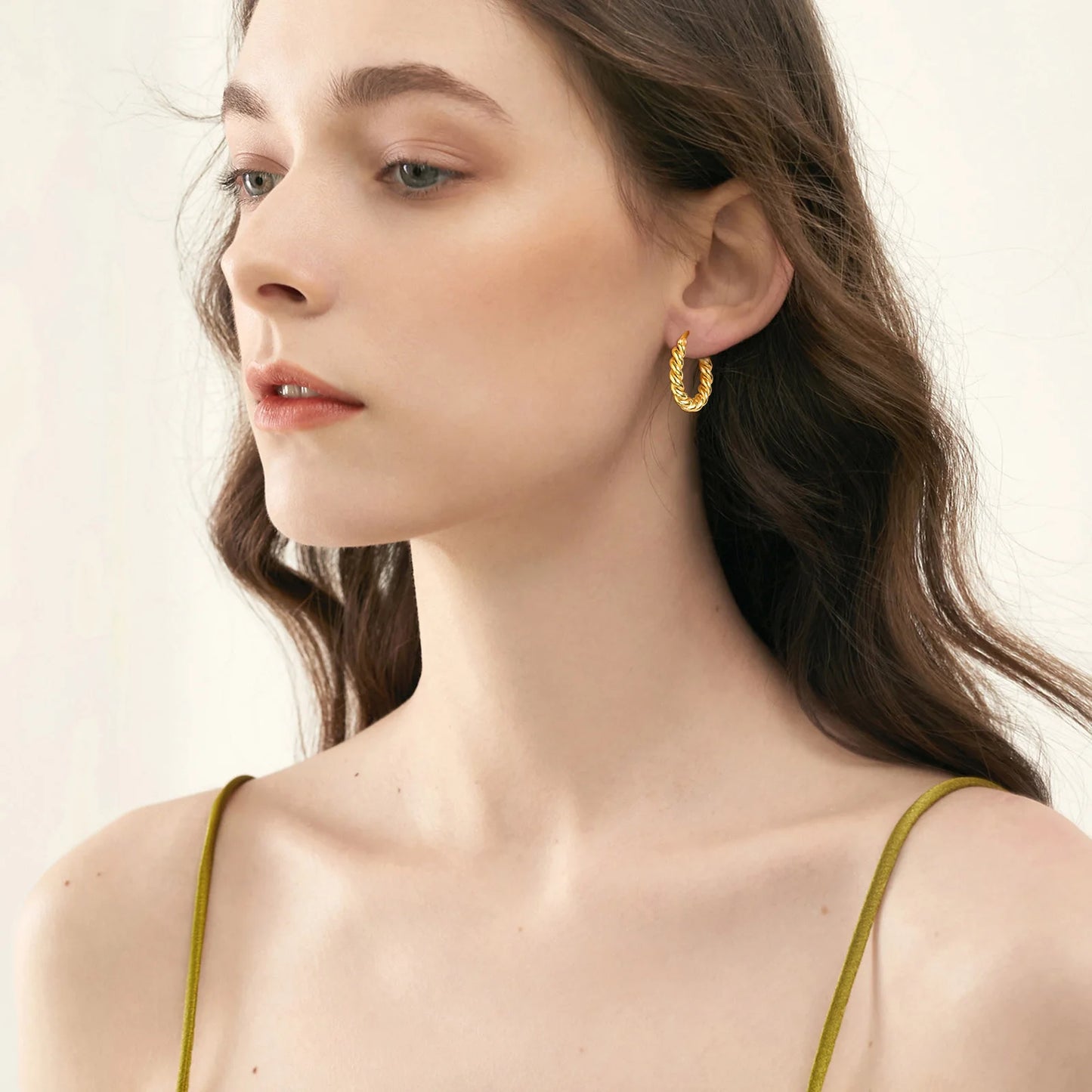 Huggies - boucle d'oreille torsadée en corde, bijoux en acier inoxydable