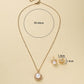 Ensemble de collier de perles plaqué or pour femme, goujon de boucle d'oreille, pendentif en pierre de cristal