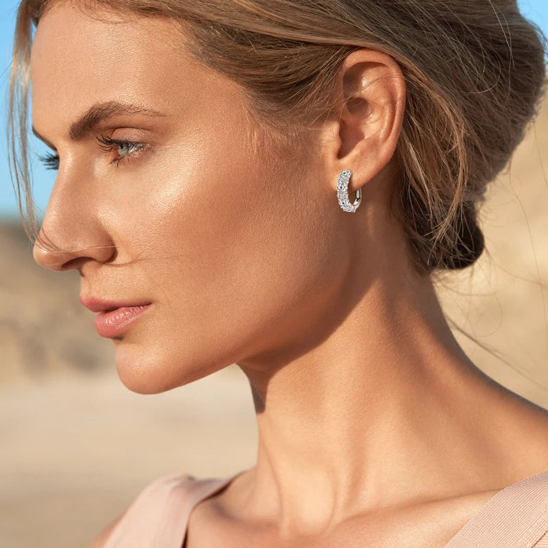 Boucles d'oreilles créoles en forme de U certifiées RAPRGOLD GRA pour femmes