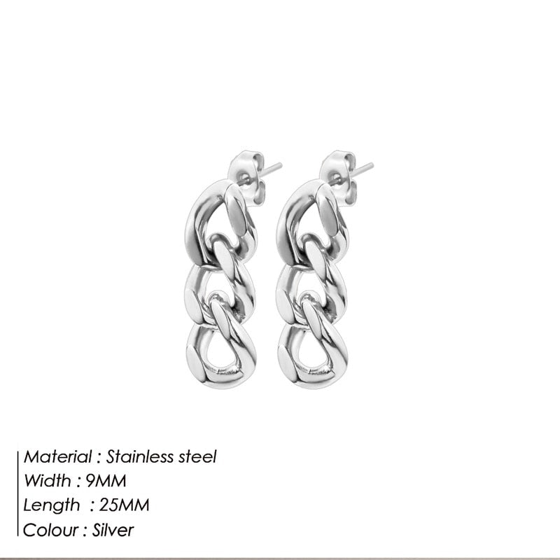 eManco – boucles d'oreilles Punk à maillons cubains pour femmes, bijoux en or véritable, boucle d'oreille, pendentif, cadeau