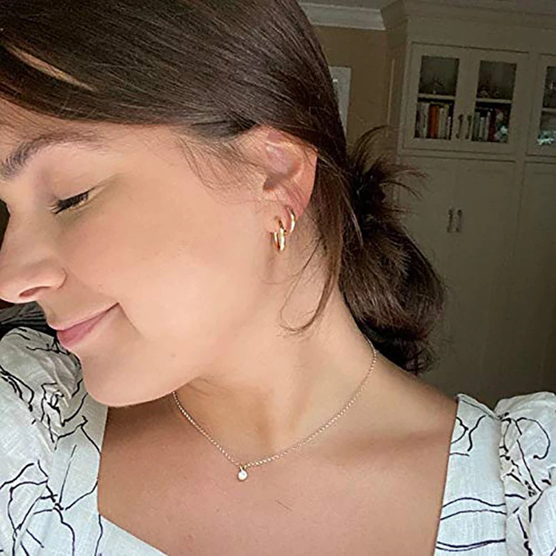 Vonmoos - Ensemble de boucles d'oreilles créole, plaqué or véritable 14k