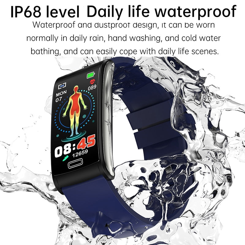 Bracelet connecté ECG + PPG pour hommes, montre intelligente de sport, capteur d'activité physique avec mesure du taux de sucre dans le sang, sans douleur et Non invasif, étanche IP68