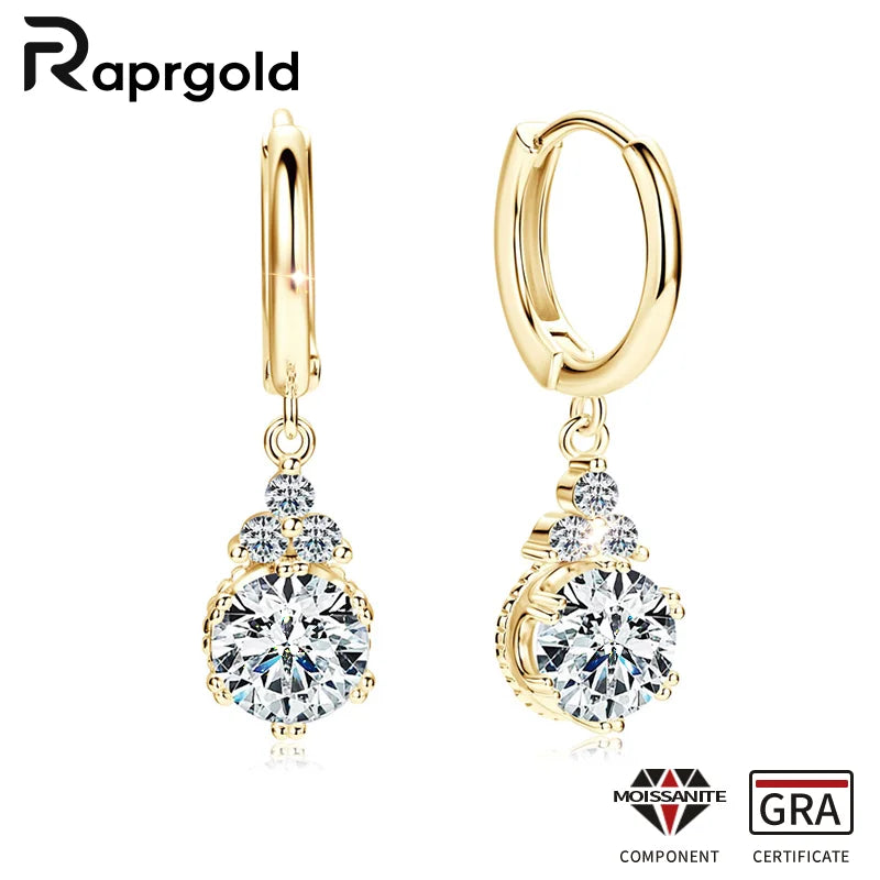 Boucles d'oreilles créoles en moissanite scintillantes RAPRGOLD pour femme