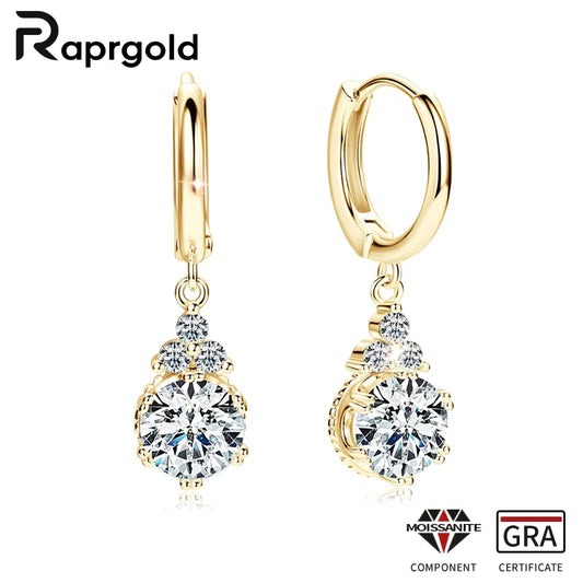 Boucles d'oreilles créoles en moissanite scintillantes RAPRGOLD pour femme
