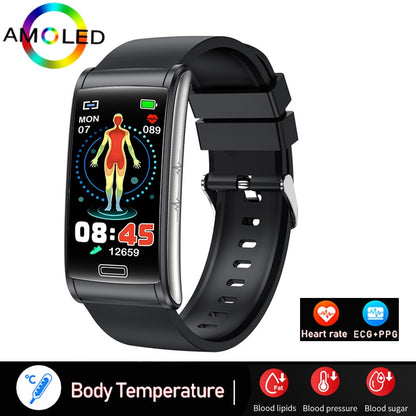 Bracelet connecté ECG + PPG pour hommes, montre intelligente de sport, capteur d'activité physique avec mesure du taux de sucre dans le sang, sans douleur et Non invasif, étanche IP68
