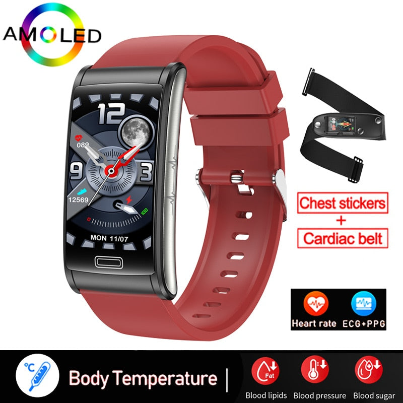 Bracelet connecté ECG + PPG pour hommes, montre intelligente de sport, capteur d'activité physique avec mesure du taux de sucre dans le sang, sans douleur et Non invasif, étanche IP68