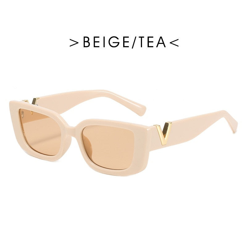 Lunettes de soleil œil de chat pour femmes, verres solaires de luxe V, classiques rectangulaires, à la mode, pour la conduite, UV400