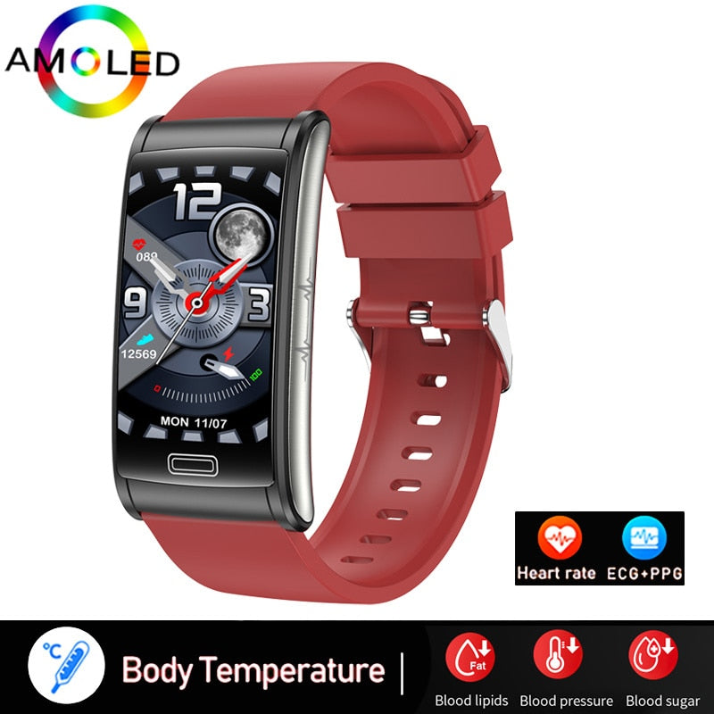 Bracelet connecté ECG + PPG pour hommes, montre intelligente de sport, capteur d'activité physique avec mesure du taux de sucre dans le sang, sans douleur et Non invasif, étanche IP68
