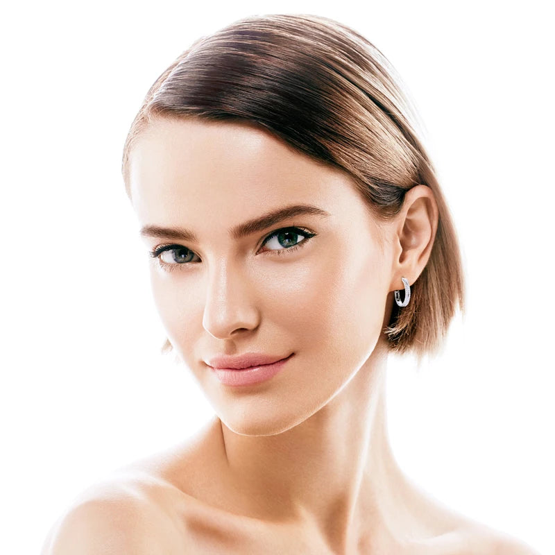 Boucles d'oreilles créoles RAPRGOLD GRA certifiées en moissanite pour femmes en argent sterling