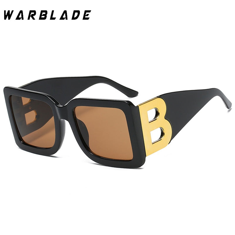 WarBLade-Lunettes de soleil rectangulaires rétro pour hommes et femmes, lunettes de soleil carrées, la lettre B, la mode, la tendance de luxe, 2022