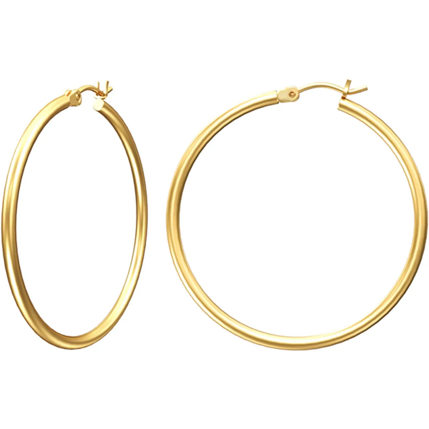 Vonmoos - Ensemble de boucles d'oreilles créole, plaqué or véritable 14k