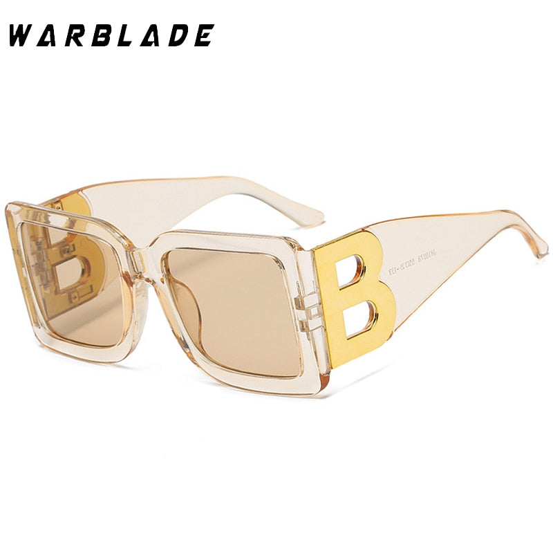 WarBLade-Lunettes de soleil rectangulaires rétro pour hommes et femmes, lunettes de soleil carrées, la lettre B, la mode, la tendance de luxe, 2022