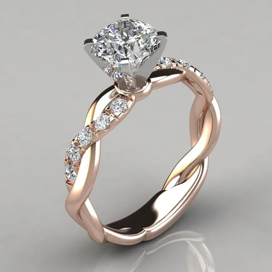Bagues en diamant pour femmes, or jaune 14K
