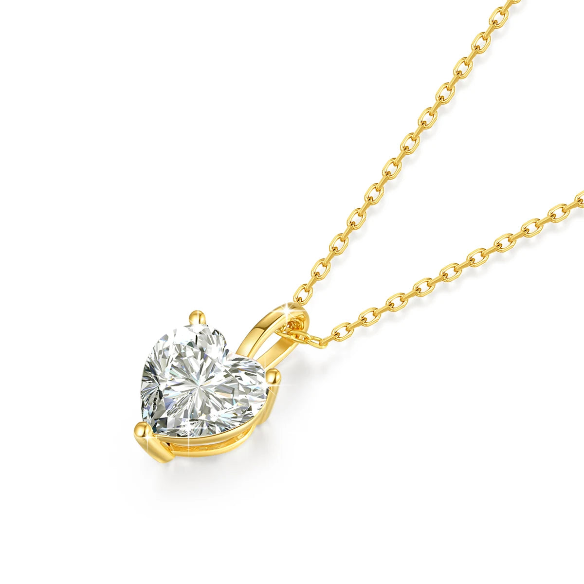 Collier en Moissanite en forme de cœur en or véritable 14K, pendentif classique pour femmes
