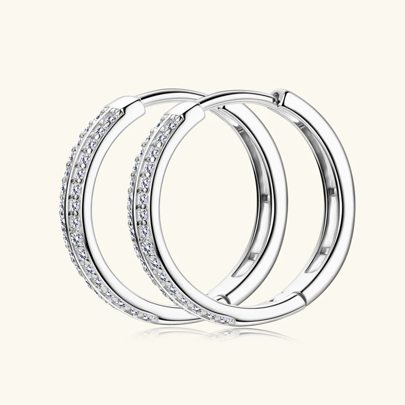 Boucles d'oreilles créoles RAPRGOLD GRA certifiées en moissanite pour femmes en argent sterling