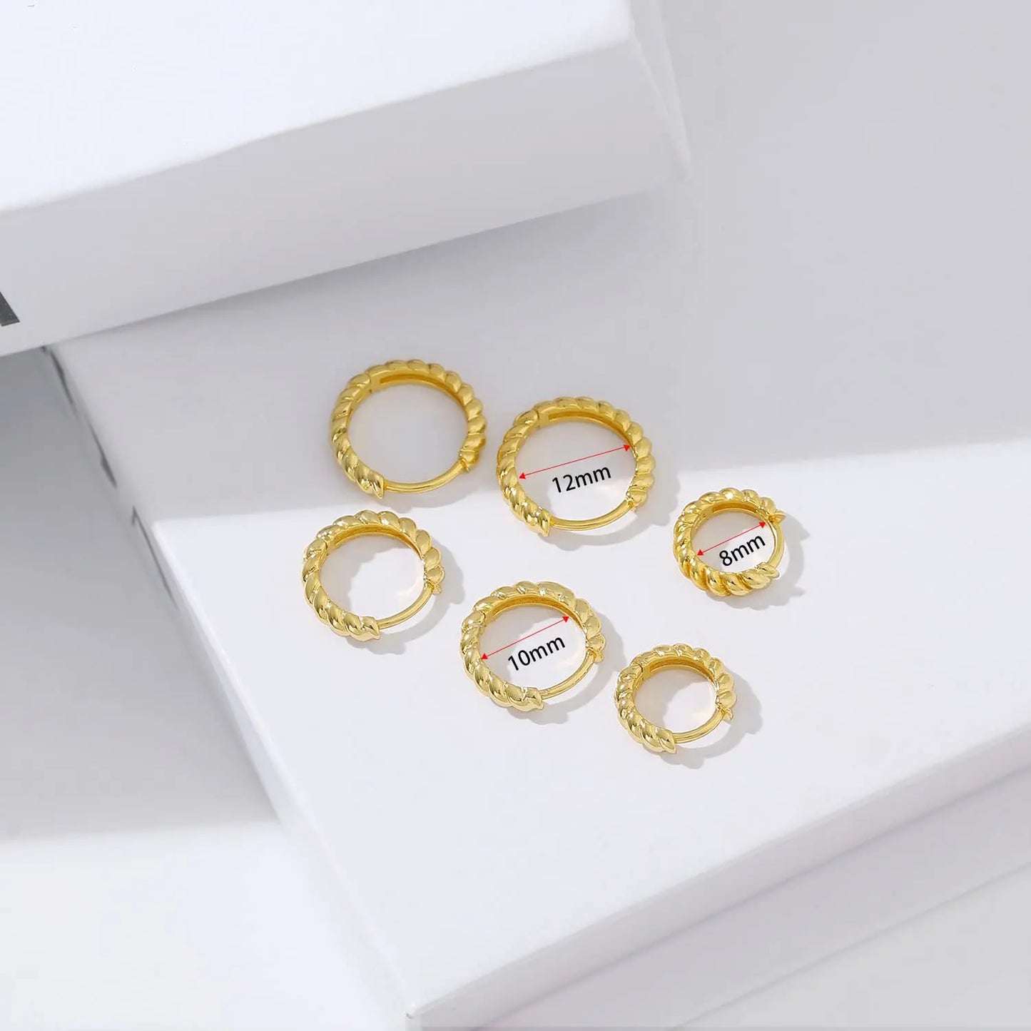 Vonmoos - Boucles d'oreilles twist, plaqué or véritable 14K