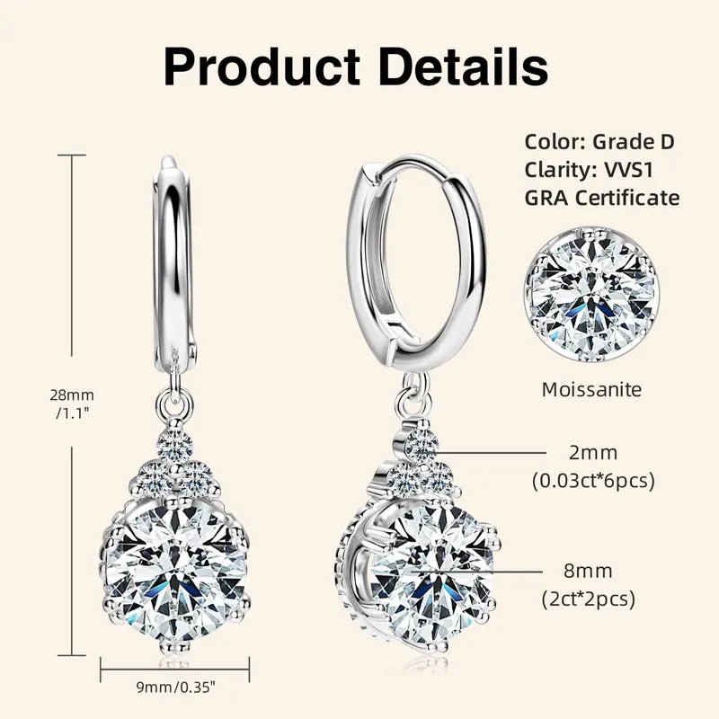 Boucles d'oreilles créoles en moissanite scintillantes RAPRGOLD pour femme